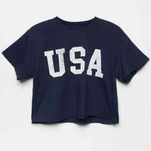 Tillys Full Tilt USA Blue Crop Top Large